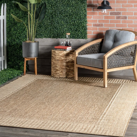 Alegre Power Loom Tan IndoorOutdoor Ковер с окантовкой