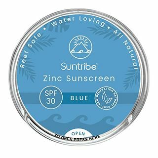 Suntribe Mineral Sports & Face Sunscreen - SPF 30 - полностью натуральный - 100% цинк - безопасен для рифов - 4 ингредиента - водостойкий (45 г) (синий)